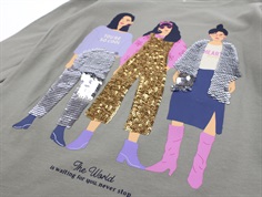 Name It dried sage bluse pailletter